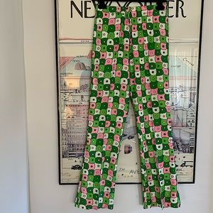Vintage pants in Kelly green, bubblegum pink and lime green & white Size 28”